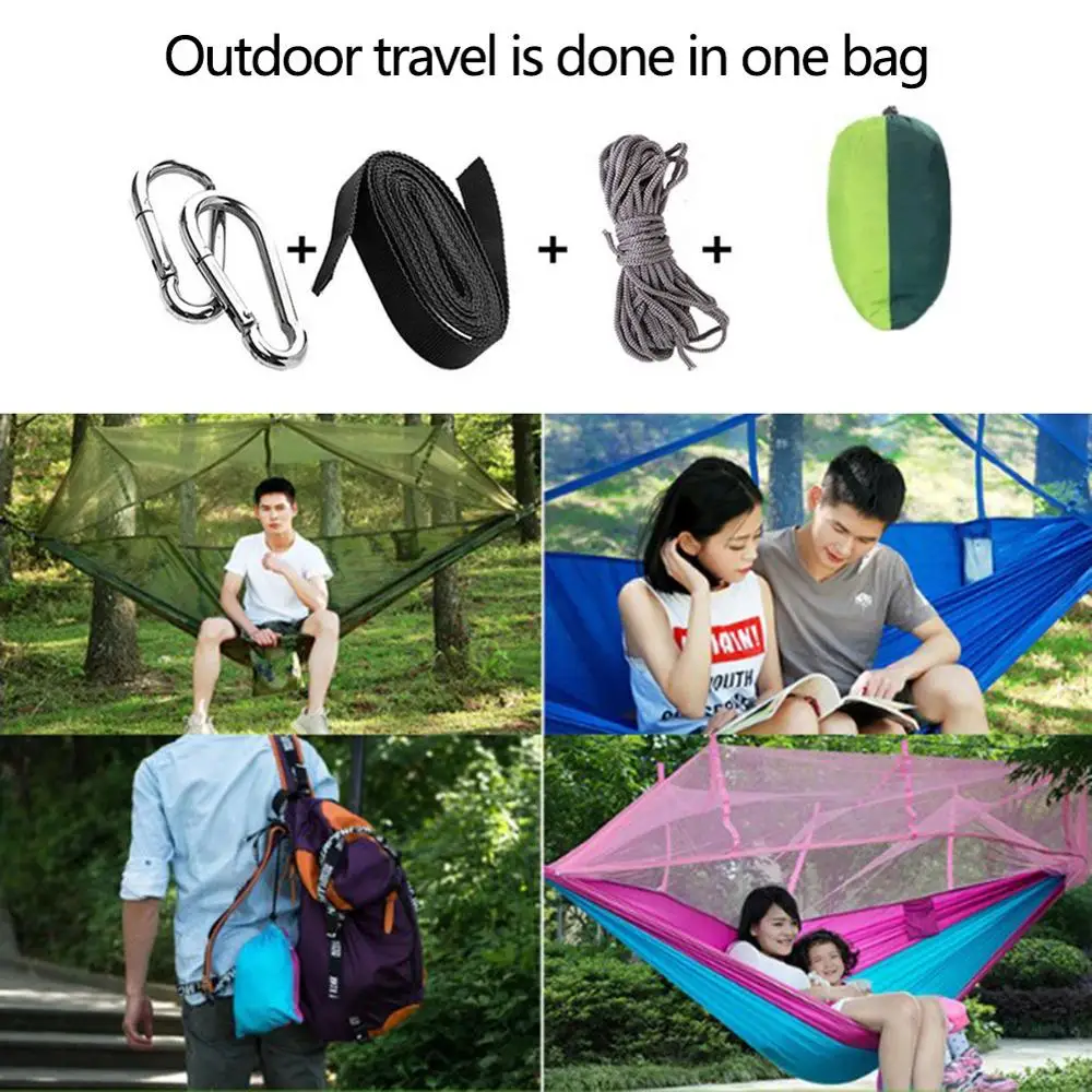 Открытый двойной человек путешествия Кемпинг Гамак Портативный Москитная сетка