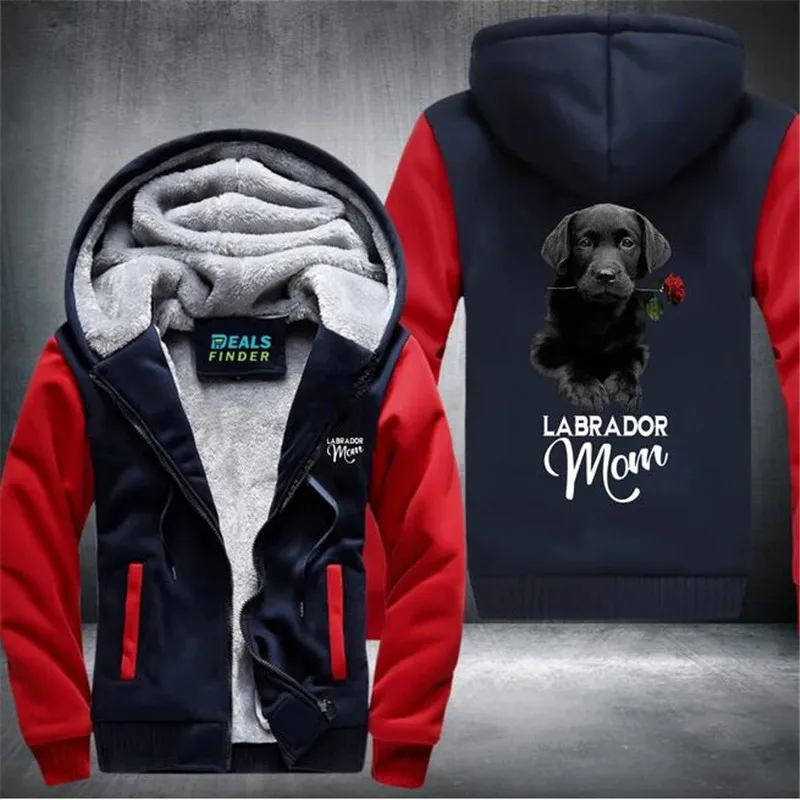 

Black Labrador Mom Mens Winter Hoodies Male Harajuku High Quality Casual Sweatshirts Zip Warm Sportswear Thicken Warm Outwear
