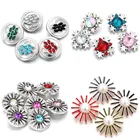 6 шт.лот новые кнопки для ювелирных изделий 18 мм кнопки смешанные кристаллы стразы металлические защелки для кнопки браслета DIY аксессуары