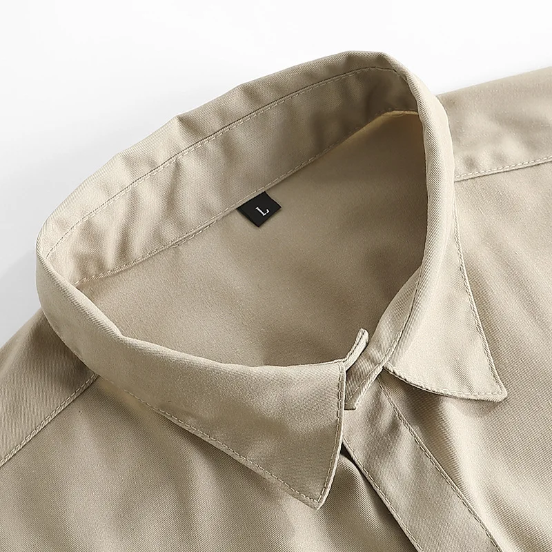 Базовая рубашка униформы Dk Мужская школьная форма цвета хаки с короткими