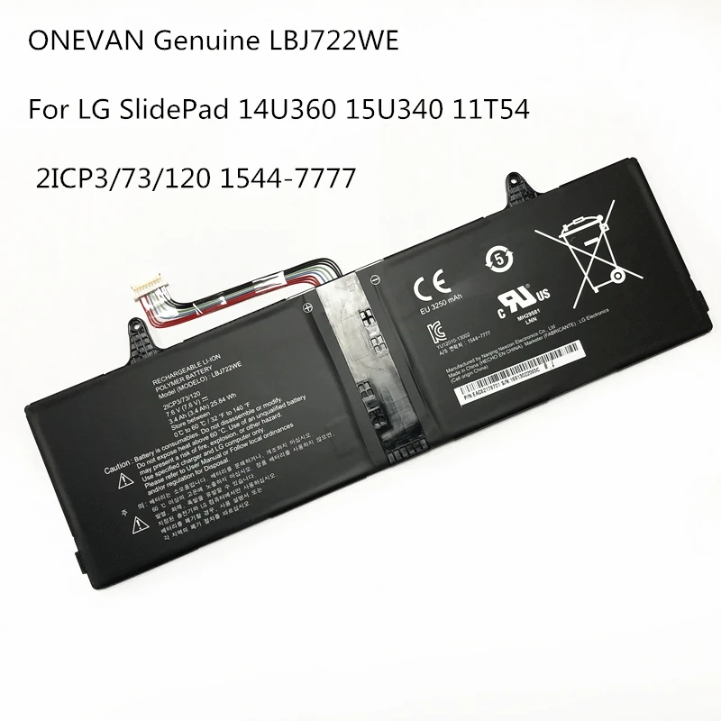 ONEVAN Подлинная новая батарея LBJ722WE для LG SlidePad 11T54 15U340 2ICP3/73/120 1544 7777 настоящая