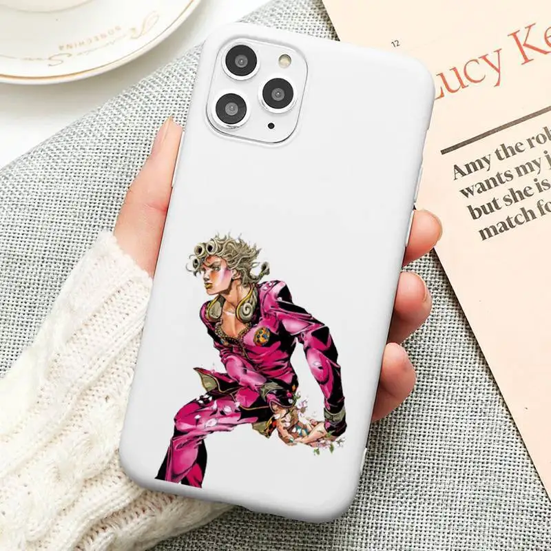 

Fashion ADVENTURE OVER HEAVEN JoJo Anime Phone Case Candy Color White for iPhone12 11 pro XS MAX 8 7 Plus X SE 2020 XR