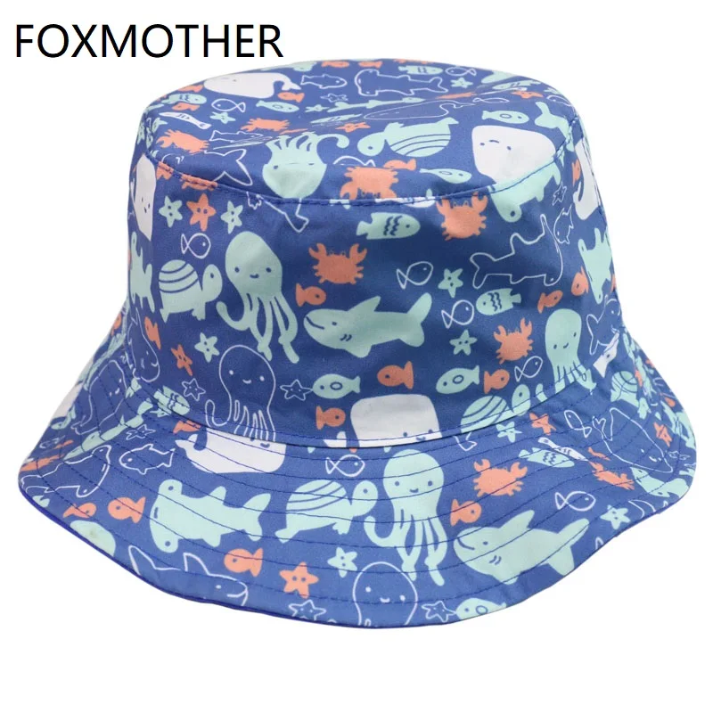 Панама FOXMOTHER для детей детская пляжная шапка от солнца размер S/M/L/XL с голубым