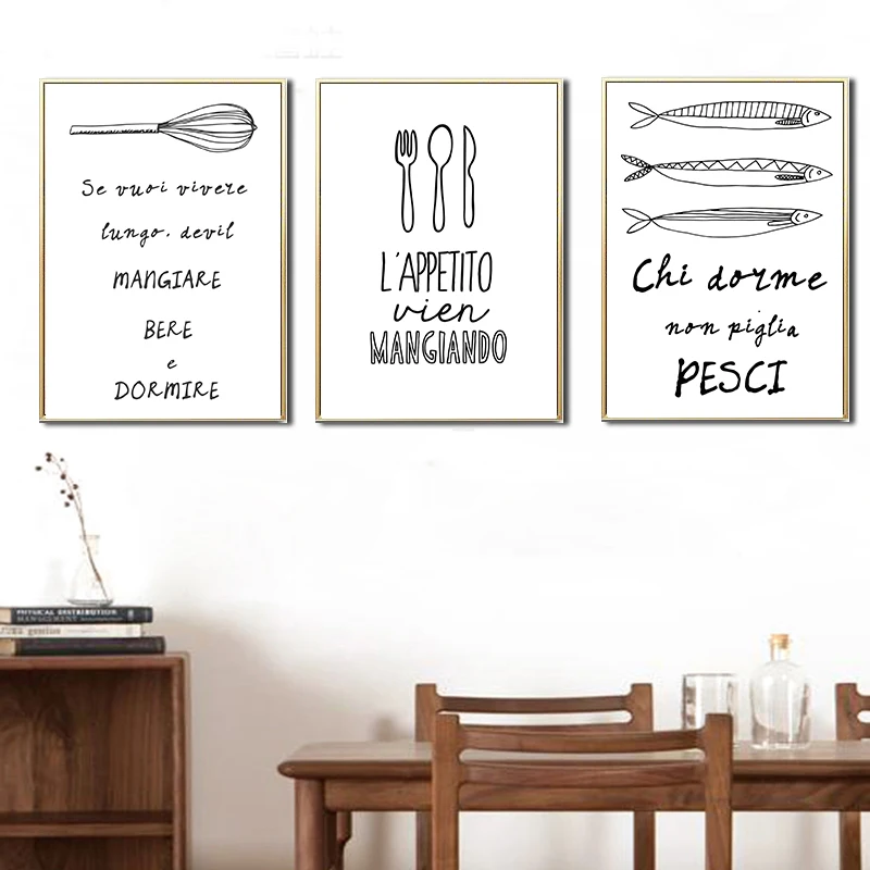 Домашние кухонные инструменты с изображением рыбок настенная Картина на холсте