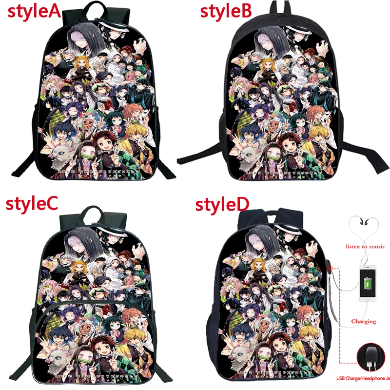 

New 4 Styles Cool Demon Slayer Backpack Students Kimetsu No Yaiba Schoolbag Child Bookbag Boys Girls Teens Anime Travel Rucksack