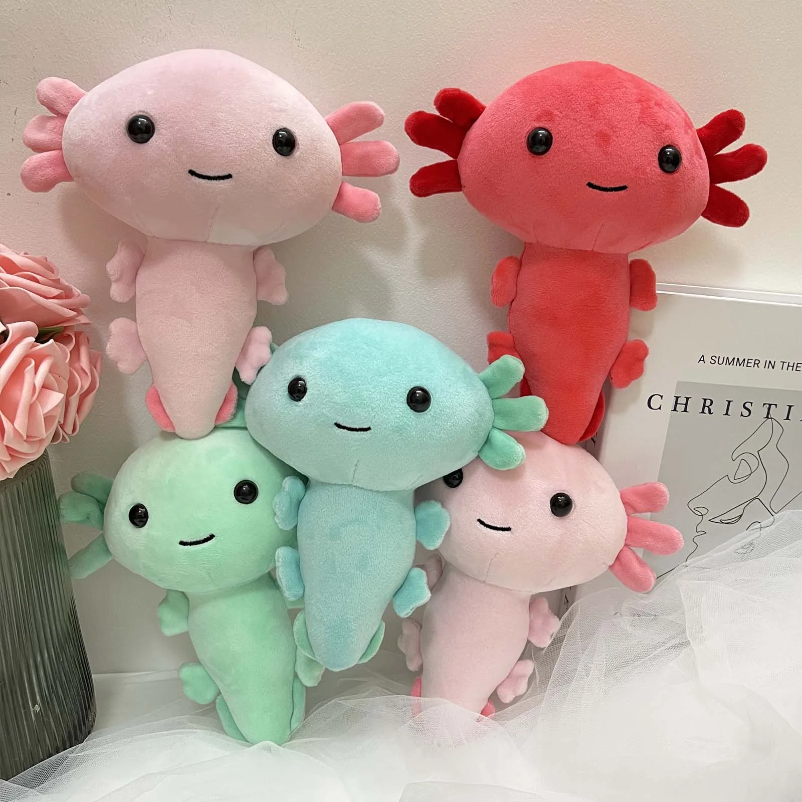 

Kawaii Pink Axolotl Plush Toy Animal Axolotl Plushies Figure Doll Cartoon Animal Soft Pink Axolotl Stuffed Dolls for Kids Gifts