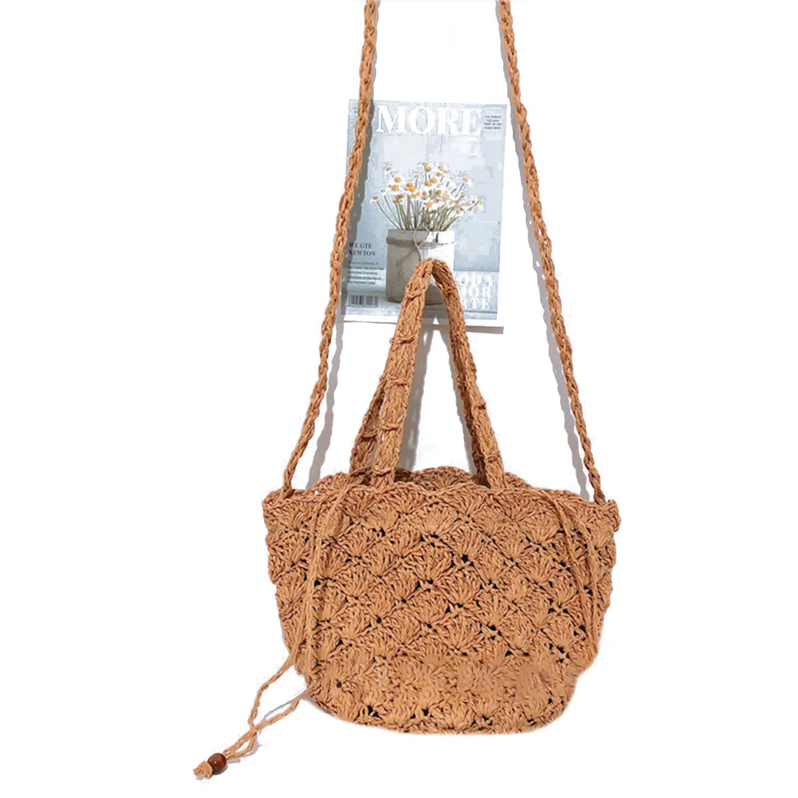 

Women Girls Summer Crossbody Bag, Lightweight Woven Straw Beach Shoulder Bag Handbag 2021 New Fashion