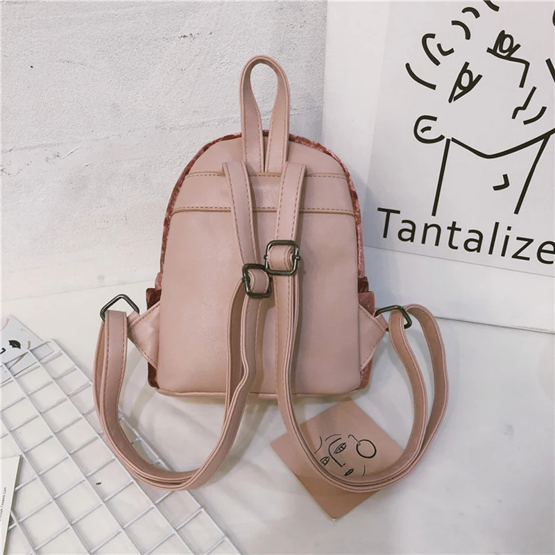 Мини женские бархатные рюкзаки корейский стиль школьные сумки для колледжа