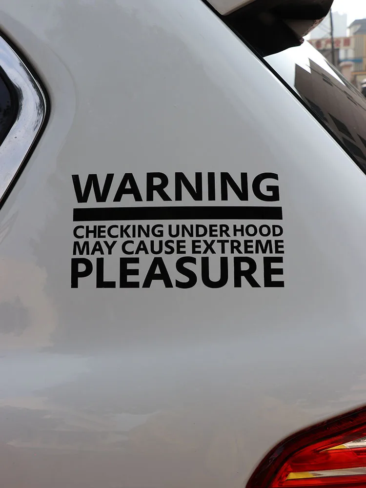 

ZTTZDY 20CM*11.2CM Funny Words WARNING CHECKING UNDER HOOD Vinyl Car Decal Car Sticker ZJ2-0063