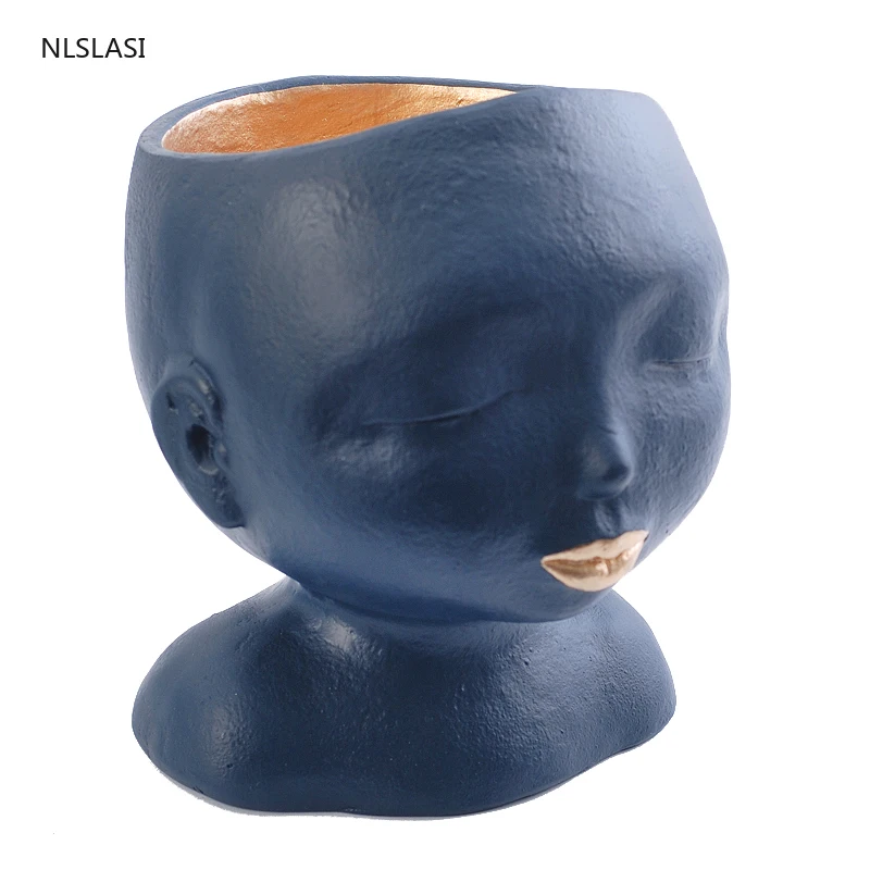 

Nordic Style Human Resin Vase Home Decor Flower Pot Head Flower Vases Basket Pen Brushes Holder Living Room Decoration Crafts
