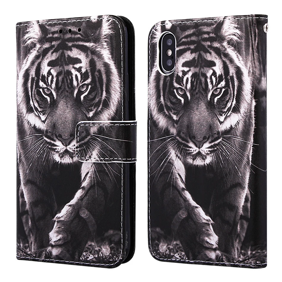Чехлы для iPhone 11 Pro Max чехлы с изображением тигра панды чехол кошелек откидной