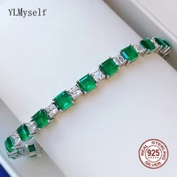 real 925 silver bracelet with 77 mm emerald stone and 55 white zircon luxury classic fine jewelry gift for mother