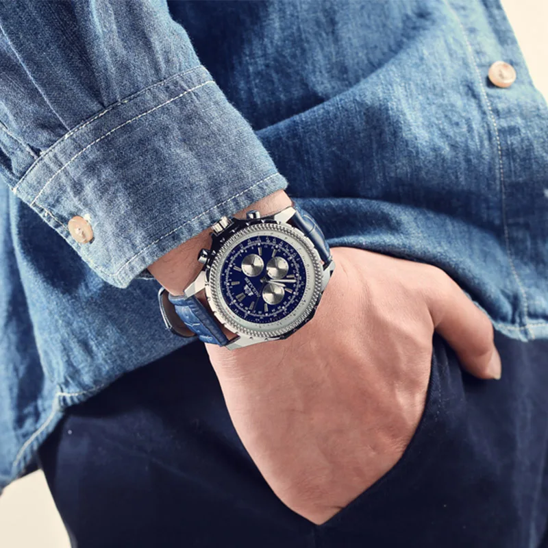 

Fashion Mechanical Watch Men Luxury Brand Business Classic Back Cover Leather Clock Relogio Masculino 2021 NEW