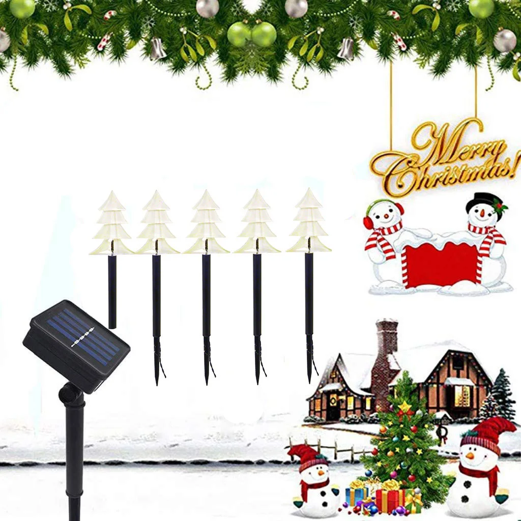 

5pcs Solar Christmas Tree Garden Light Outdoor Star Lawn Light Five-Pointed Star Holiday Decoration Lighting