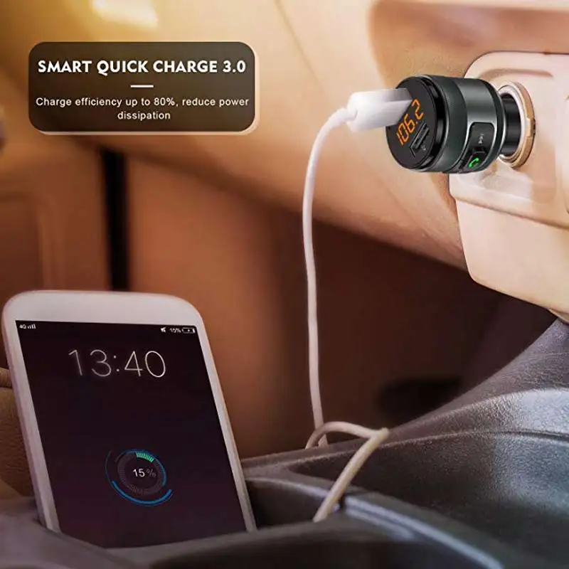 Bluetooth FM-трансмиттер QC3.0 радиоадаптер музыкальный проигрыватель для автомобиля с