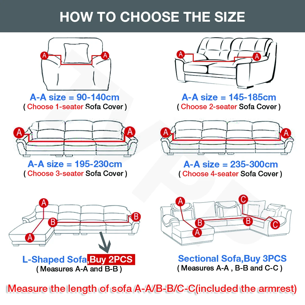 

Elastic Stretch Sofa Cover 1/2/3/4 Seater Sof Slipcover Couch Covers for Universal Sofas Livingroom Sectional L Shaped Slipcover