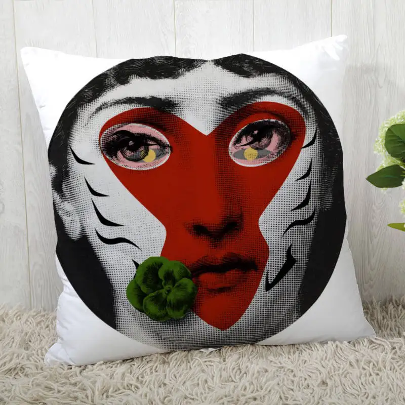 Pillowcase 10 Наволочки на заказ итальянские-Fornasetti-серия Art Woman Face квадратная Наволочка на молнии наволочка 40*40 см, 45*45 см(одна сторона - Цвет: Pillowcase 10