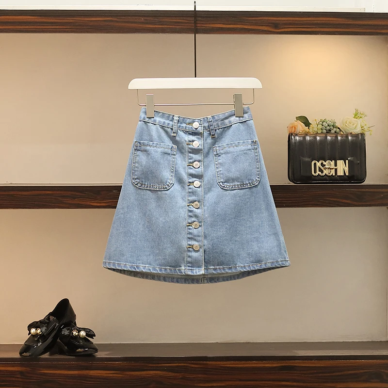 new short-sleeved summer wave point v-neck chiffon top size L -4XL skirt tall waist jeans A word suit b |