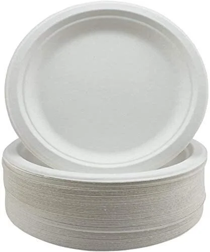 

GoodLife Bagasse Paper Plates - Extra Strength White Disposable Plates - 50 Pack 10" Party Plates - Biodegradable and