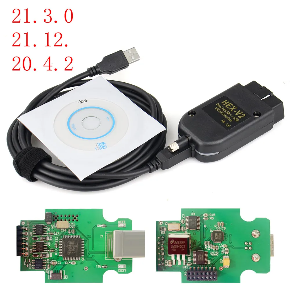 Vag для vcds com HEX V2 21 3 автомобильного диагностического сканера интерфейса Vw Audi Skoda Seat