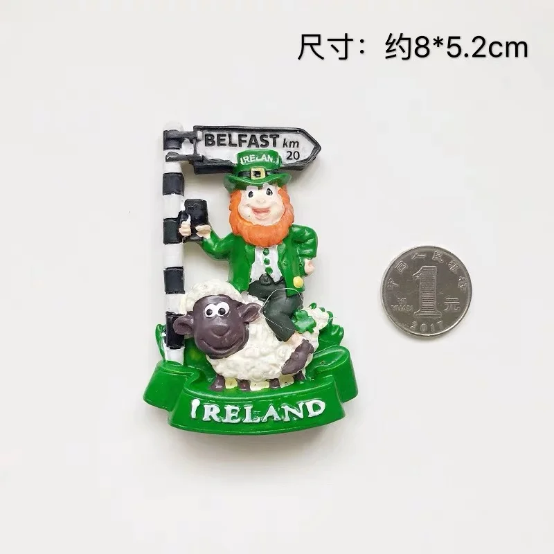 refrigerator decoration irish dwarf cartoon character santorini greek house belgium greece travel resin stickers fridge magnet free global shipping