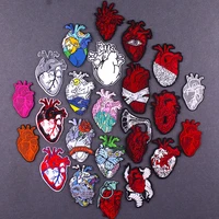 pulaqi gem heart embroidered patches for jacket clothing stickers badges red heart hippie stripes applique patch iron on patches