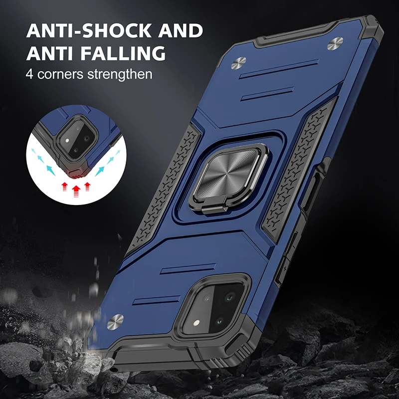 

Magnetic Metal Finger Ring Stand Armor Shockproof Case For Samsung Galaxy A22 5G Soft TPU Hard PC Protective Cover Coque Fundas
