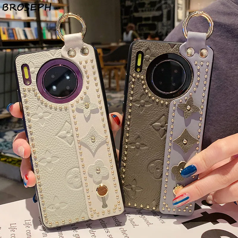 Кожаный чехол для телефона Huawei P20 P30 P40 Pro роскошный с ремешком Mate 20 30 20pro 30pro 20X Nova5