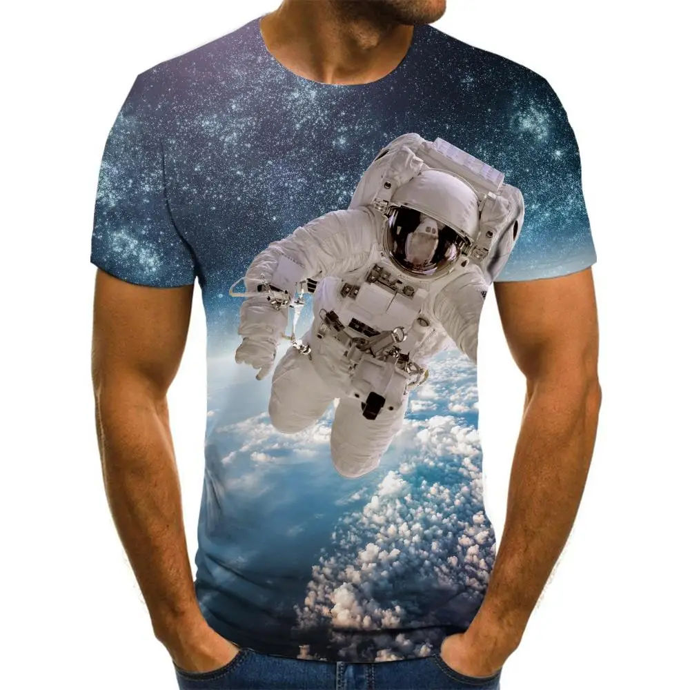 

Giyu Astronaut T-shirt Men Galaxy Tshirts Casual Space Shirt Print Universe Tshirt Printed Short Sleeve Punk Rock Printed