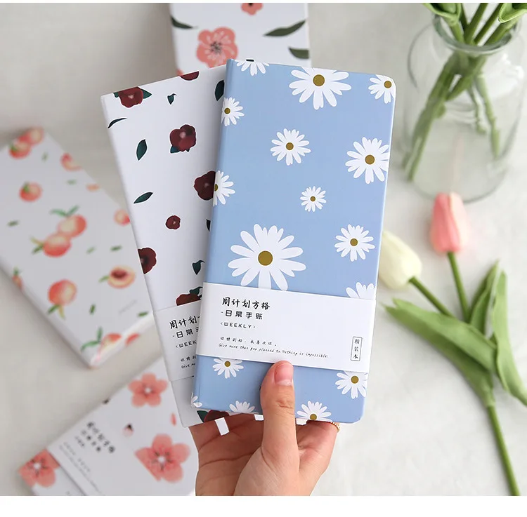 

weeks 2021 floral simple and creative square inner page weekly plan hand book hardcover schedule book small size carry notepad