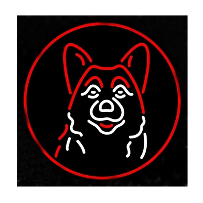 Неоновая красная вывеска для груминга домашних питомцев Овальный светильник