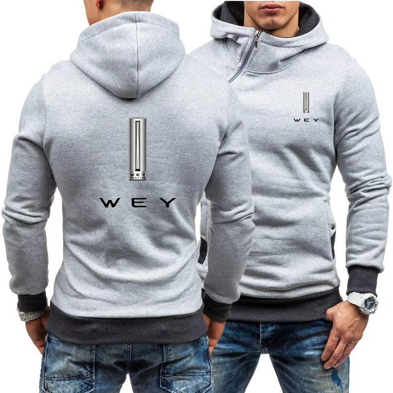 

2020 Spring Autumn new Men's Hoodie WEY Car Logo Print Casual Diagonal zipper Sweatshirts Man Hoody Clothing men A01