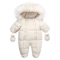 2021 newborn baby fur hoodies rompers warm padded baby boy jumpsuit for infant baby girls winter clothes