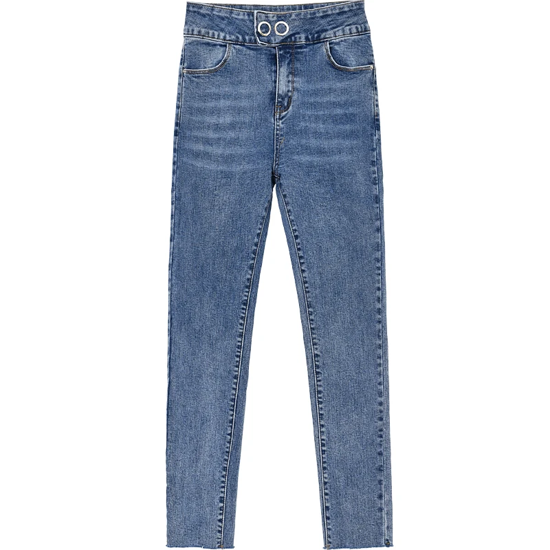 

Skinny high waist jeans women korean style women jean mujer nine-minute pants 2020 newstar lace jeans mom jeans jean mujer