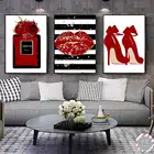 Красная картина на высоком каблуке Модные Парижские парфюмерные плакаты и печать красные настенные картины для гостиной украшение для дома