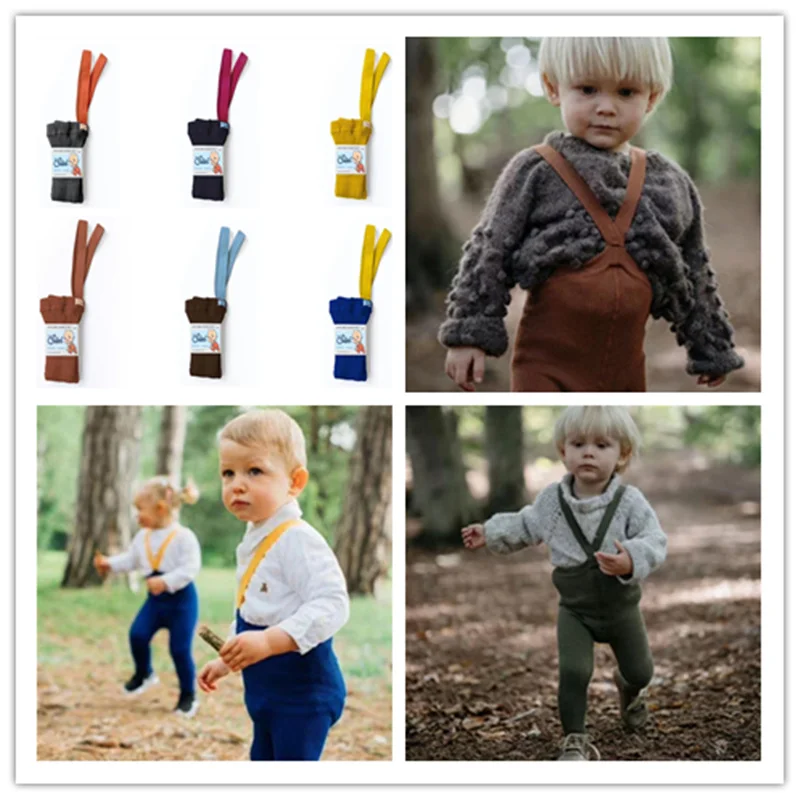 Baby Suspender Leggings Fleeced Thick Autumn Winter Boys Girls Pants Toddler Knit Cotton Overalls Pants SS