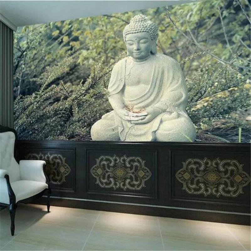 Пользовательские настенные 3D обои Тайланд красивый бамбуковый лес Будда