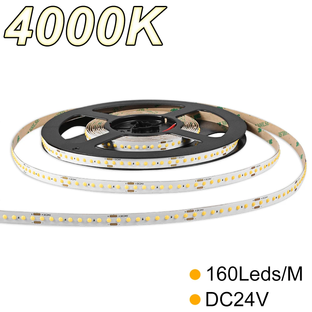 

Светодиодная лента DC24V 4000K естественный белый IP20 160 чипов/m COB