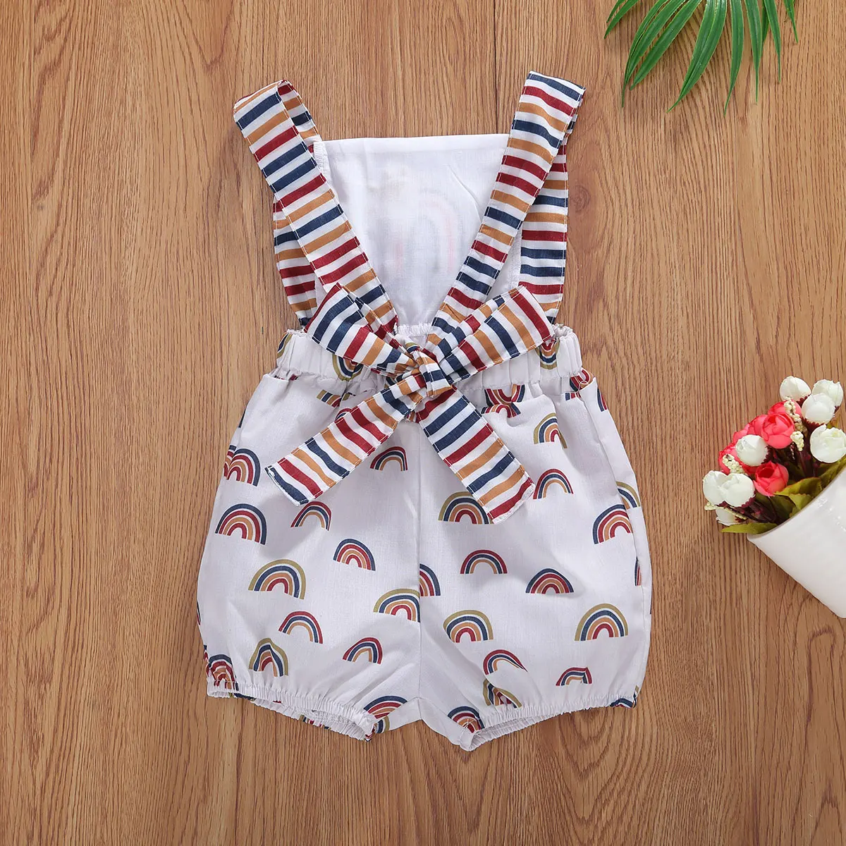 

Toddlers Girls Sister Suits Breathable Summer Casual Outfit Creative Rainbow Sun Embroidery Sleeveless Bodysuit 0-24M 6M-4T
