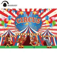 allenjoy circus theme backdrop balloon bunting animals firework stars happy birthday custom poster decoration photography
