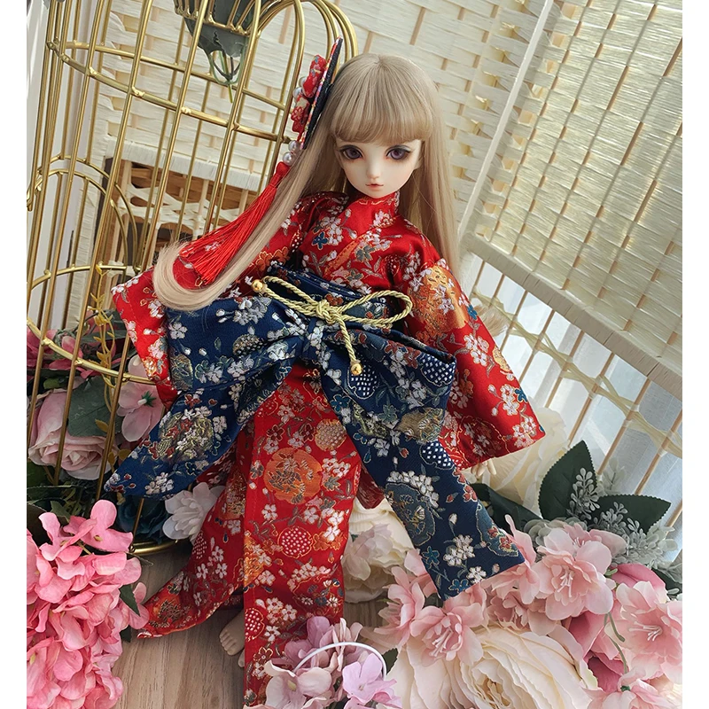 Кукла BJD 1/6 1/4 1/3 кимоно Красного/синего цвета для аксессуары кукол только
