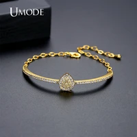umode water drop bracelet for women round aaacubic zirconia bracelets new fashion femme wedding jewelry accessories gift ub0251