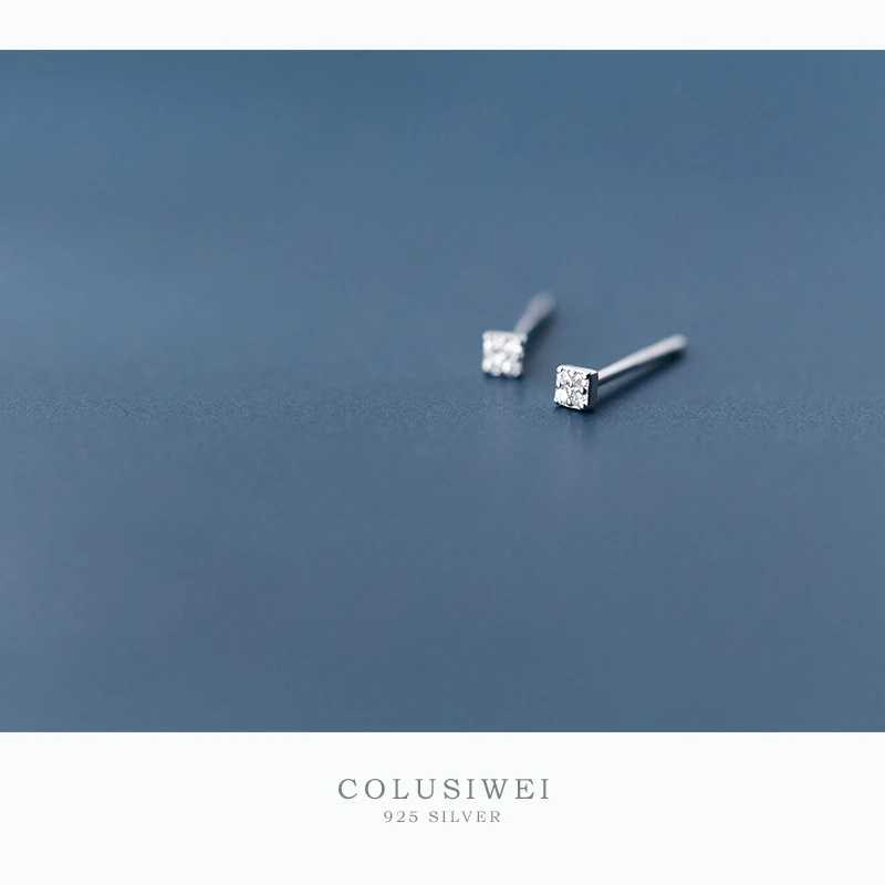 Colusiwei реальные 925 стерлингового серебра сверкающими камнями в форме квадрата