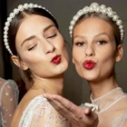 Женская повязка на голову с большим жемчугом, роскошный обруч с жемчугом, аксессуары для невесты, Ювелирное Украшение для волос