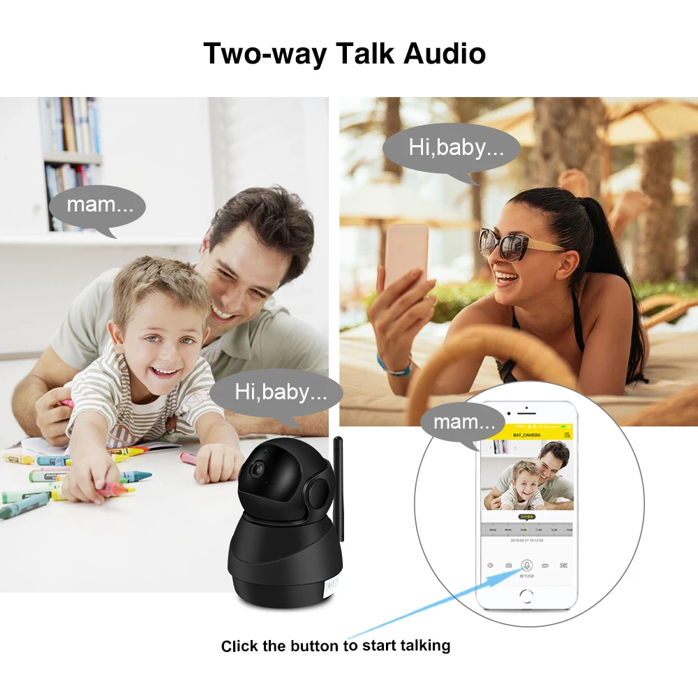 Zoohi 1080P WiFi камера домашняя камера видеонаблюдения с детектором движения HD Беспроводная камера ночного видения внутренняя двухсторонняя аудио камера