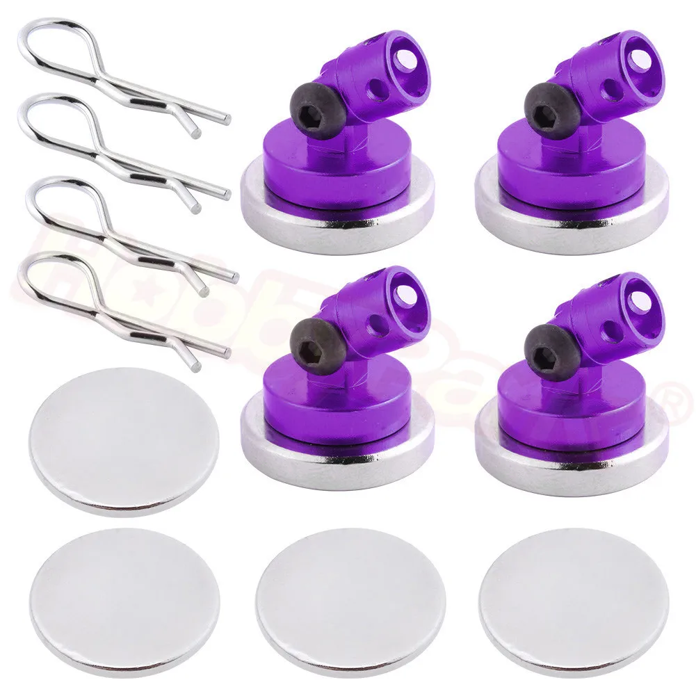 Purple 2880 4x сильный магнит магнитный стелс Невидимый корпус пост крепление зажимы для 1/10 масштабные радиоуправляемые модели автомобиля корпус колонки Дрифт модели 122237 - Цвет: Purple 2880