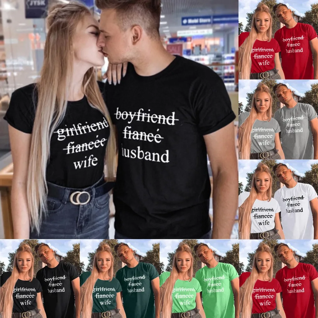 Футболка для женщин влюбленных пар День Святого Валентина короткий рукав принт с