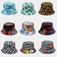 new plant print pattern fisherman hat female spring and summer outdoor sun protection sun hat male basin bucket hats