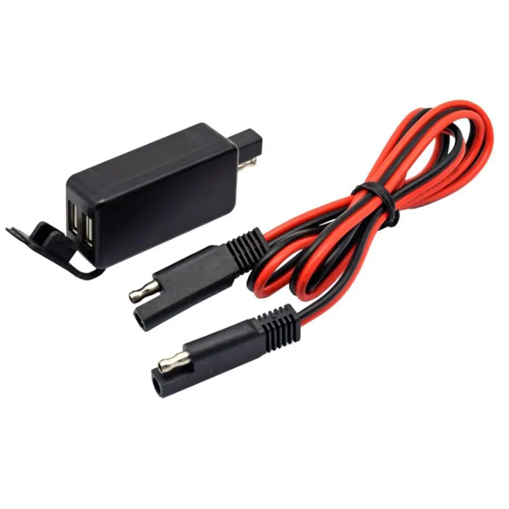 

Motorcycle SAE connector dual USB charger cable adapter dual port in-line waterproof fuse