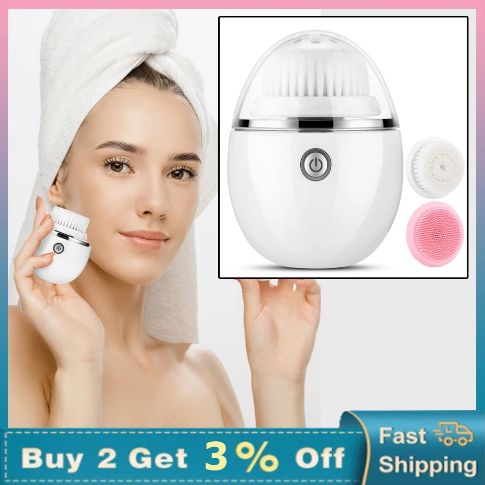 

Sonic Vibrating Facial Cleansing Brush Electric Face Cleanser 3 Speed Wireless Charging Face Deep Washing Massaging Brush